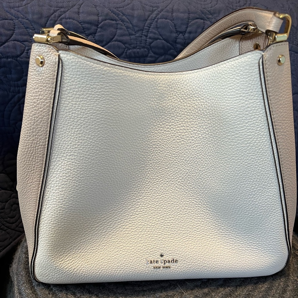 Kate Spade White Leather Shoulder Bag with Gold Details